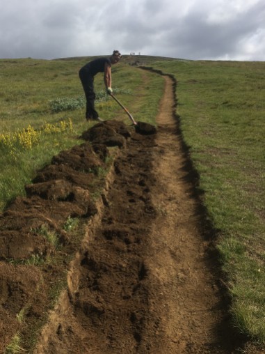 Trail widening to increase carrying capacity on the Fimmvörðuháls trail (Naomie Winch)